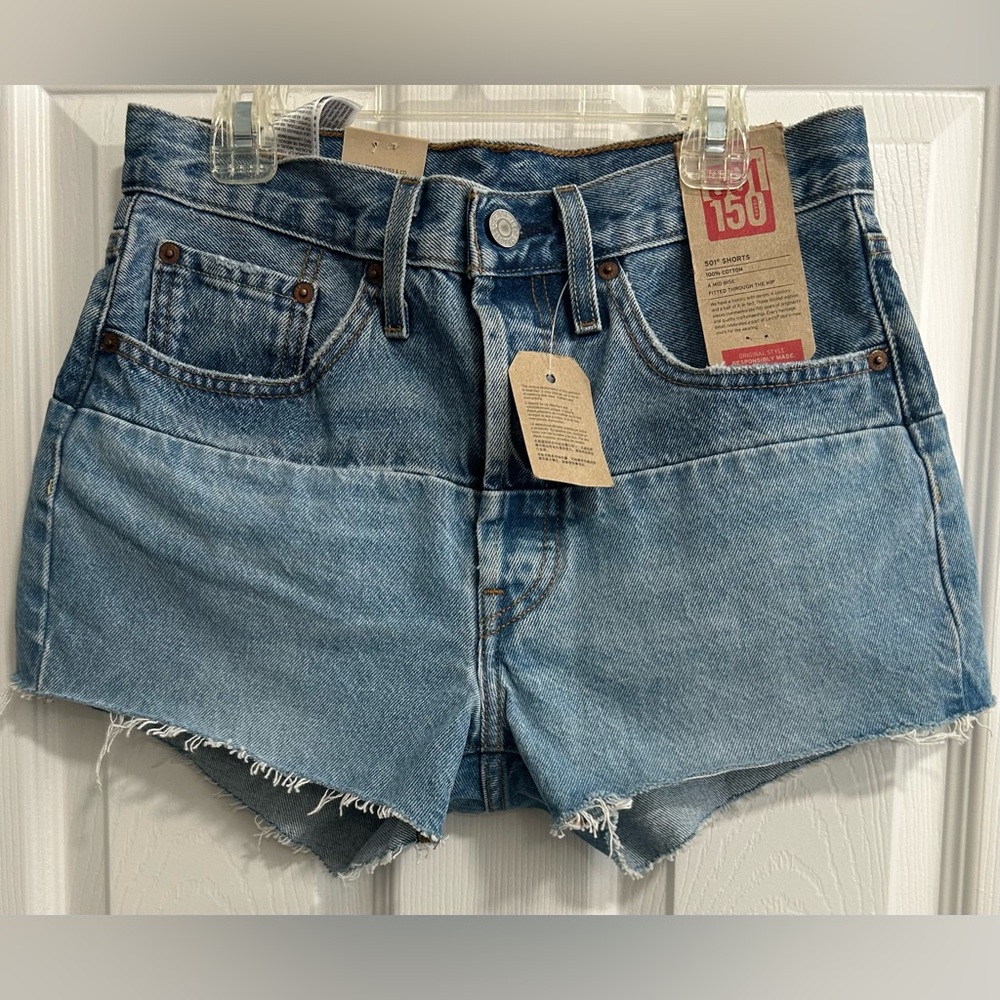 Levi's 501 Denim Jean Shorts 150th Anniversary Edition Mid Rise Size 26 NEW NWT